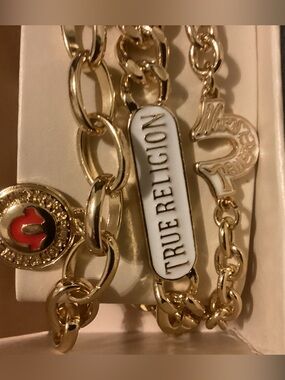 True Religion 3 NEW faux Gold charm bracelets